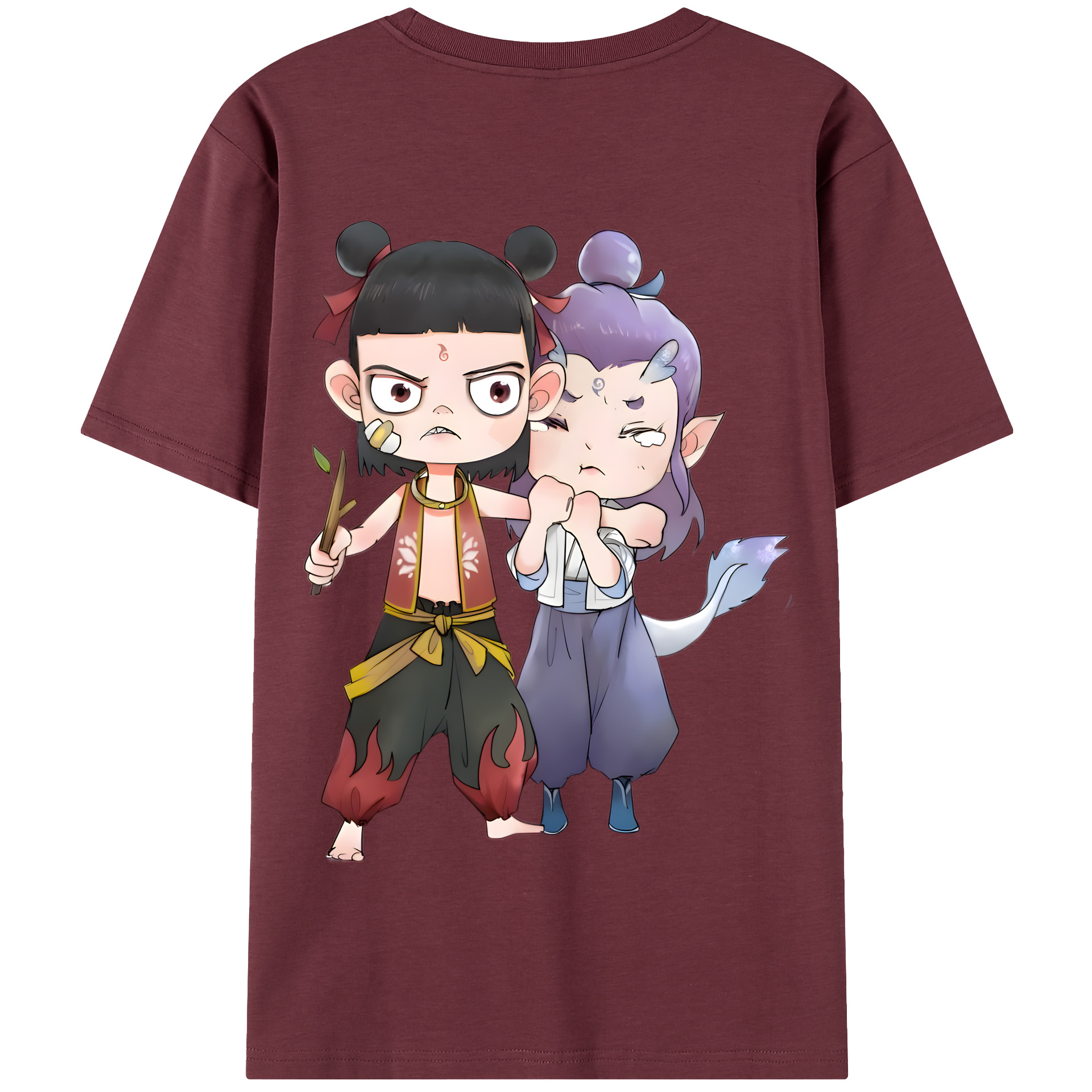 （画像用） Ne Zha 2 ナタ 魔童の大暴れ 綿100％半袖Tシャツ（背面プリント）